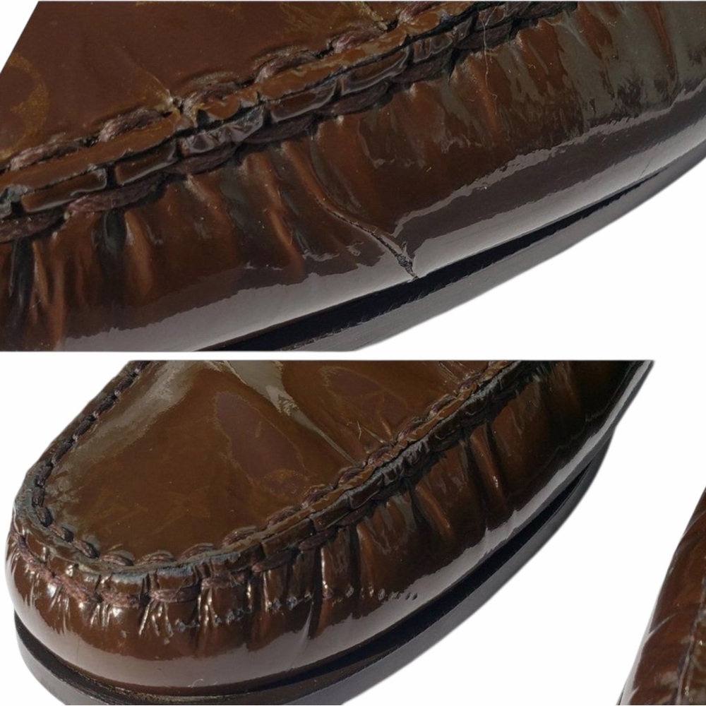 Louis Vuitton Mini Lin Monogram Patent Loafers Brown EU 41 Designer Buckle Shoes - Picture 15 of 16
